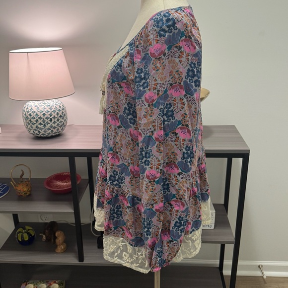 Matilda Jane Floral Lace Boho Tunic Top – Size Large - Picture 4 of 8